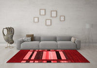 Machine Washable Abstract Red Contemporary Rug, wshcon1909red