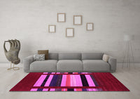 Machine Washable Abstract Pink Contemporary Rug, wshcon1909pnk