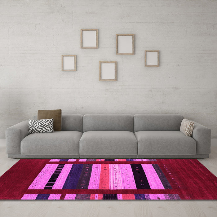 Machine Washable Abstract Pink Contemporary Rug in a Living Room, wshcon1909pnk