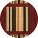 Round Machine Washable Abstract Brown Contemporary Rug, wshcon1909brn