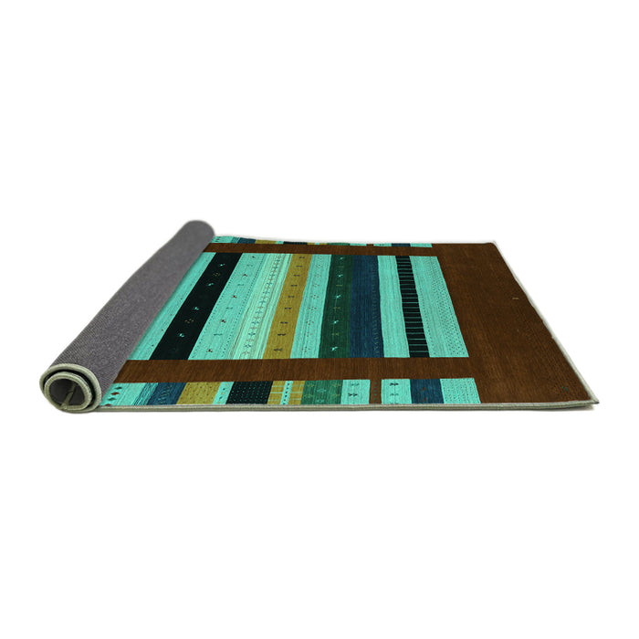 Sideview of Abstract Turquoise Contemporary Rug, con1909turq