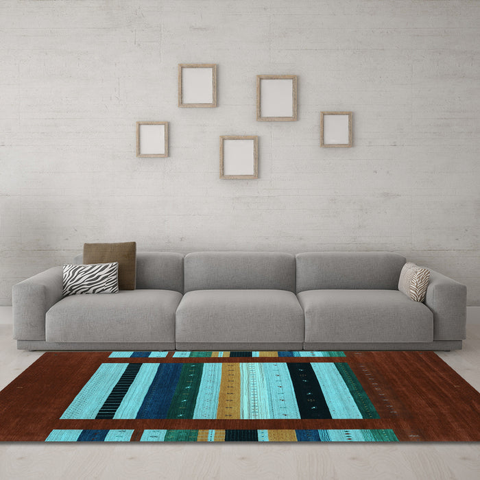 Machine Washable Abstract Light Blue Contemporary Rug in a Living Room, wshcon1909lblu