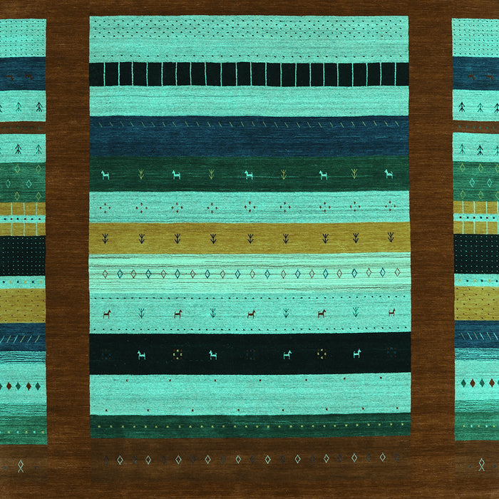 Machine Washable Abstract Turquoise Contemporary Area Rugs, wshcon1909turq