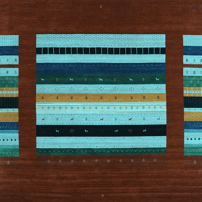 Square Abstract Light Blue Contemporary Rug, con1909lblu