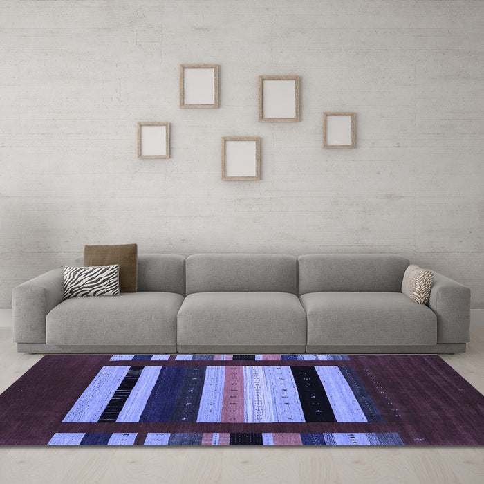 Machine Washable Abstract Blue Contemporary Rug in a Living Room, wshcon1909blu