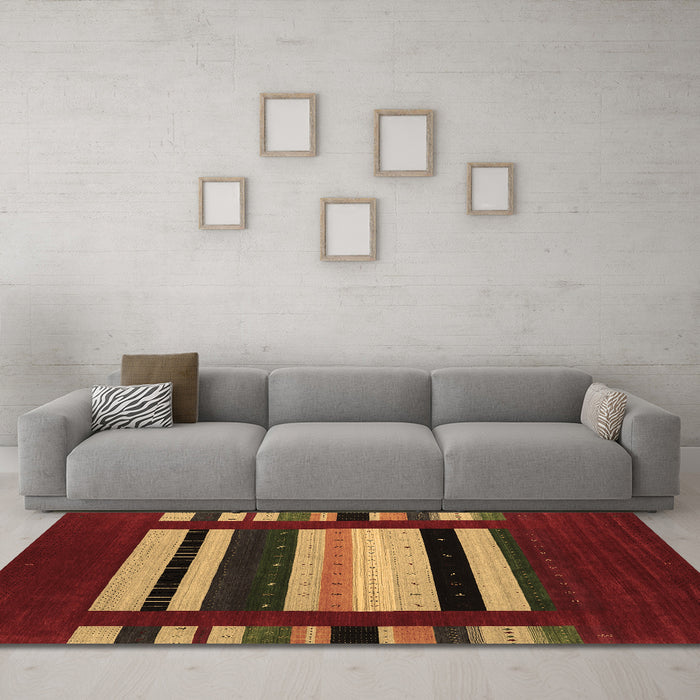 Machine Washable Abstract Brown Contemporary Rug in a Living Room,, wshcon1909brn
