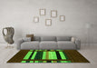 Machine Washable Abstract Green Contemporary Area Rugs in a Living Room,, wshcon1909grn