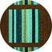 Round Machine Washable Abstract Turquoise Contemporary Area Rugs, wshcon1909turq