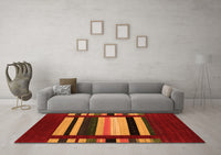 Machine Washable Abstract Orange Contemporary Rug, wshcon1909org