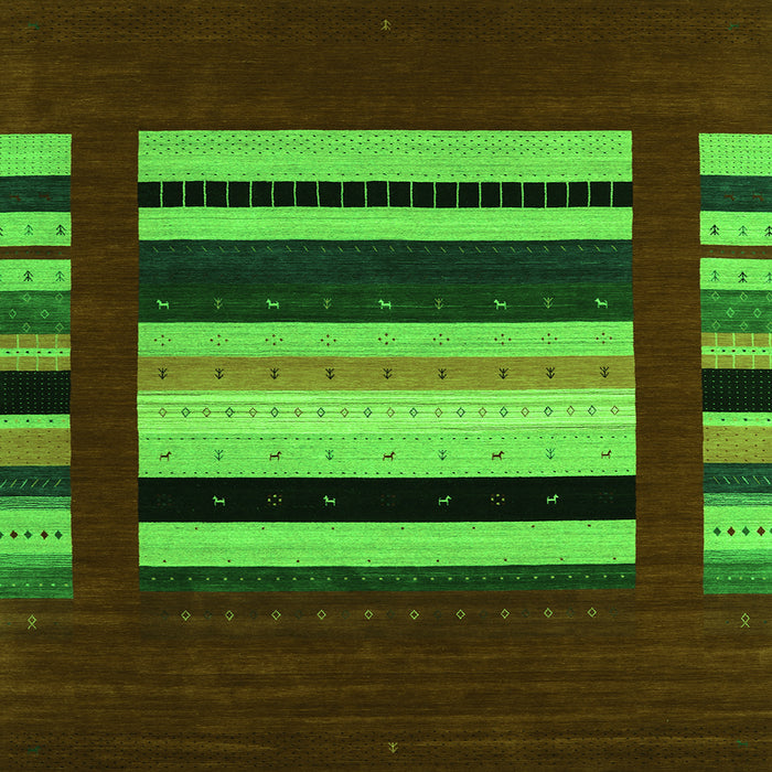 Serging Thickness of Abstract Green Contemporary Rug, con1909grn