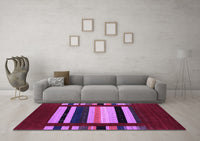 Machine Washable Abstract Purple Contemporary Rug, wshcon1909pur