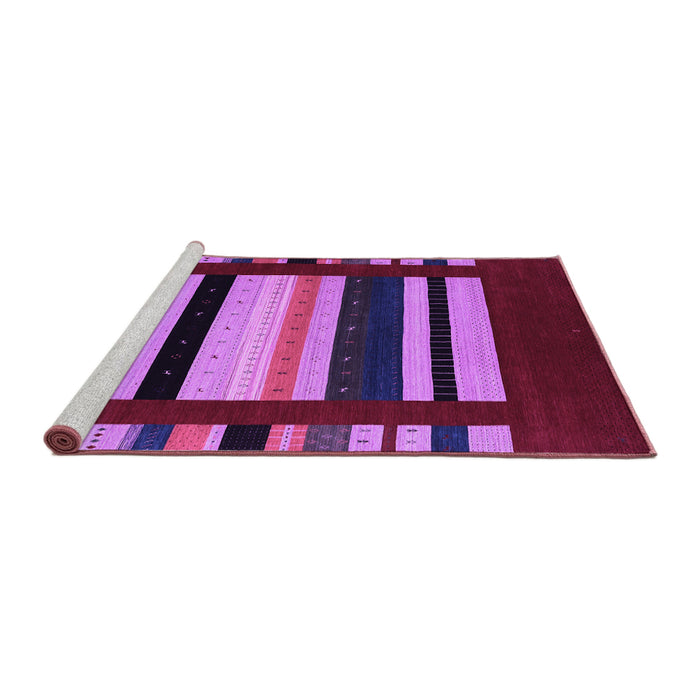 Sideview of Machine Washable Abstract Purple Contemporary Area Rugs, wshcon1909pur