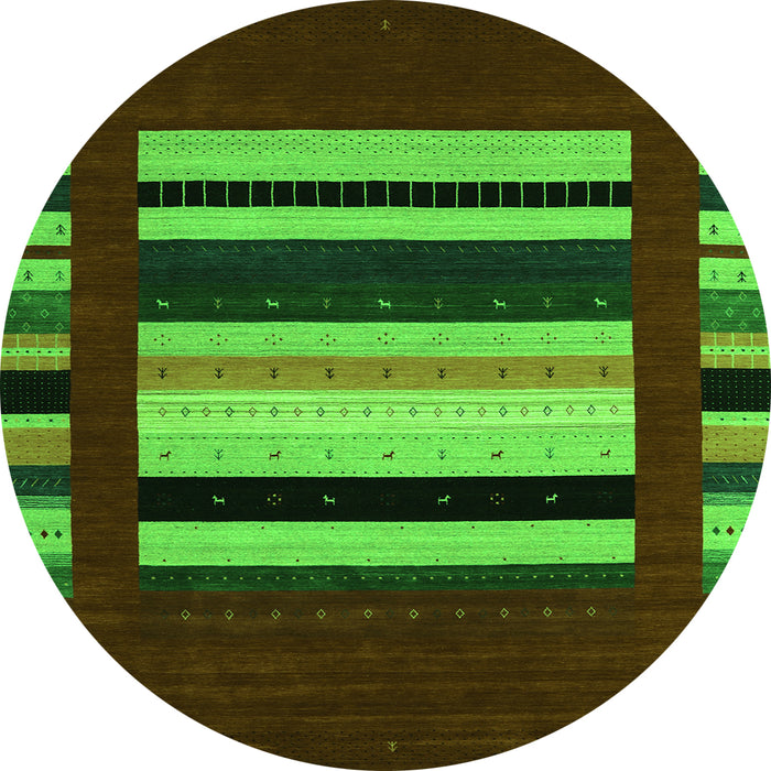 Square Abstract Green Contemporary Rug, con1909grn