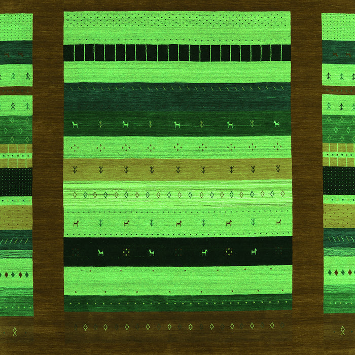 Serging Thickness of Machine Washable Abstract Green Contemporary Area Rugs, wshcon1909grn