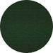 Round Machine Washable Abstract Emerald Green Contemporary Area Rugs, wshcon190emgrn