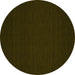 Round Abstract Yellow Contemporary Rug, con190yw