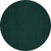 Round Abstract Turquoise Contemporary Rug, con190turq