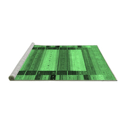 Sideview of Machine Washable Abstract Emerald Green Contemporary Area Rugs, wshcon1910emgrn