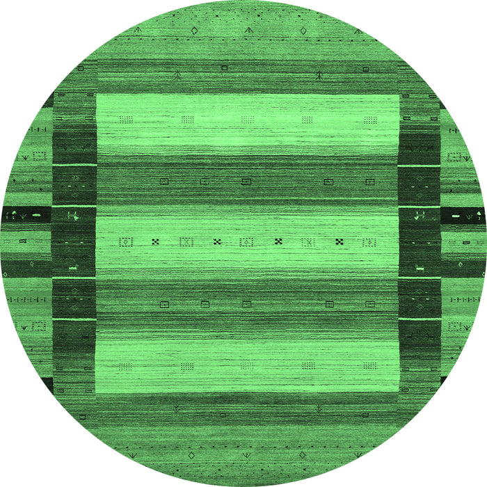 Round Abstract Emerald Green Contemporary Rug, con1910emgrn