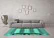 Machine Washable Abstract Turquoise Contemporary Area Rugs in a Living Room,, wshcon1910turq