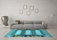 Machine Washable Abstract Light Blue Contemporary Rug, wshcon1910lblu