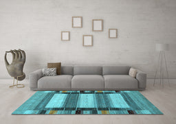 Machine Washable Abstract Light Blue Contemporary Rug in a Living Room, wshcon1910lblu