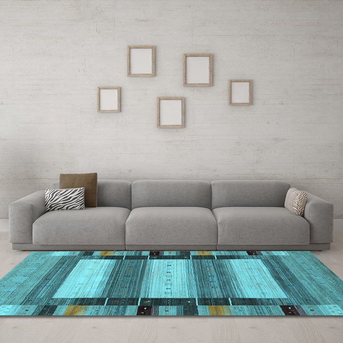 Machine Washable Abstract Light Blue Contemporary Rug in a Living Room, wshcon1910lblu