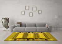 Machine Washable Abstract Yellow Contemporary Rug, wshcon1910yw