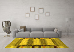 Machine Washable Abstract Yellow Contemporary Rug in a Living Room, wshcon1910yw
