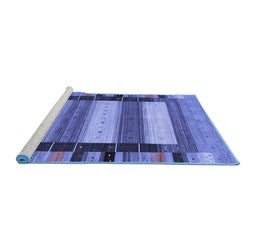 Sideview of Machine Washable Abstract Blue Contemporary Rug, wshcon1910blu