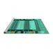 Sideview of Machine Washable Abstract Turquoise Contemporary Area Rugs, wshcon1910turq