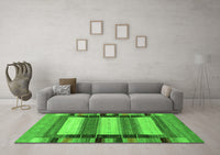 Machine Washable Abstract Green Contemporary Rug, wshcon1910grn