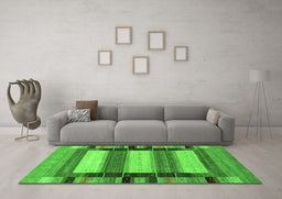 Machine Washable Abstract Green Contemporary Area Rugs in a Living Room,, wshcon1910grn