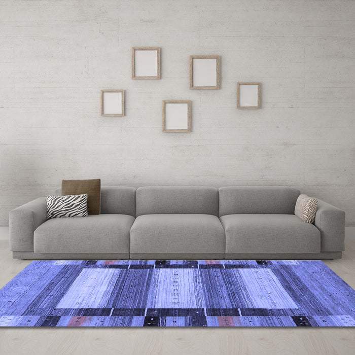 Machine Washable Abstract Blue Contemporary Rug in a Living Room, wshcon1910blu