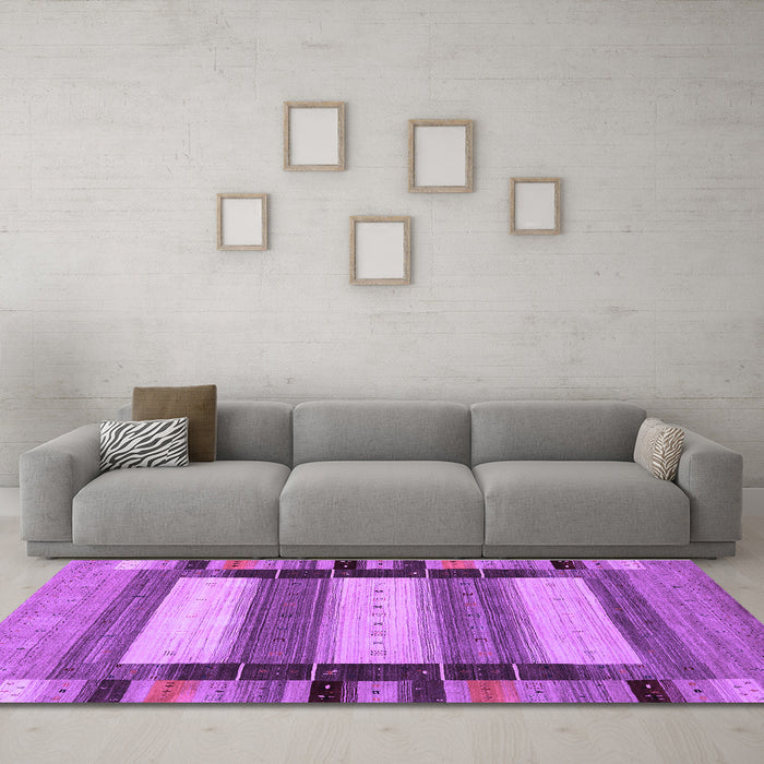 Machine Washable Abstract Purple Contemporary Area Rugs in a Living Room, wshcon1910pur