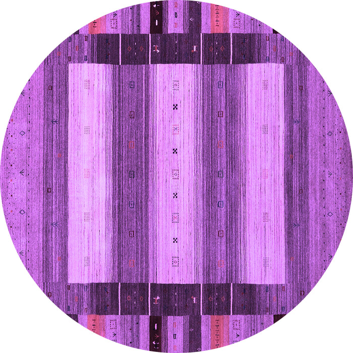 Round Machine Washable Abstract Purple Contemporary Area Rugs, wshcon1910pur
