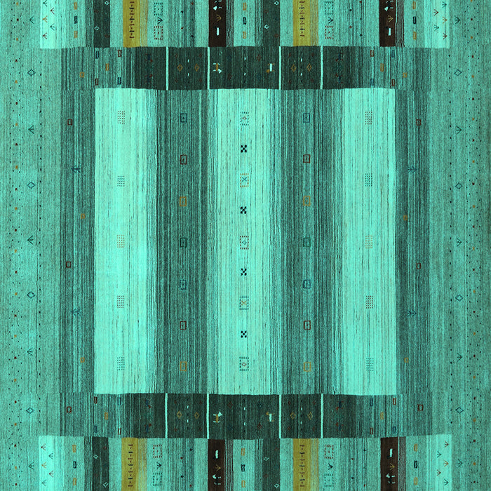 Square Machine Washable Abstract Turquoise Contemporary Area Rugs, wshcon1910turq