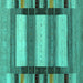 Square Machine Washable Abstract Turquoise Contemporary Area Rugs, wshcon1910turq