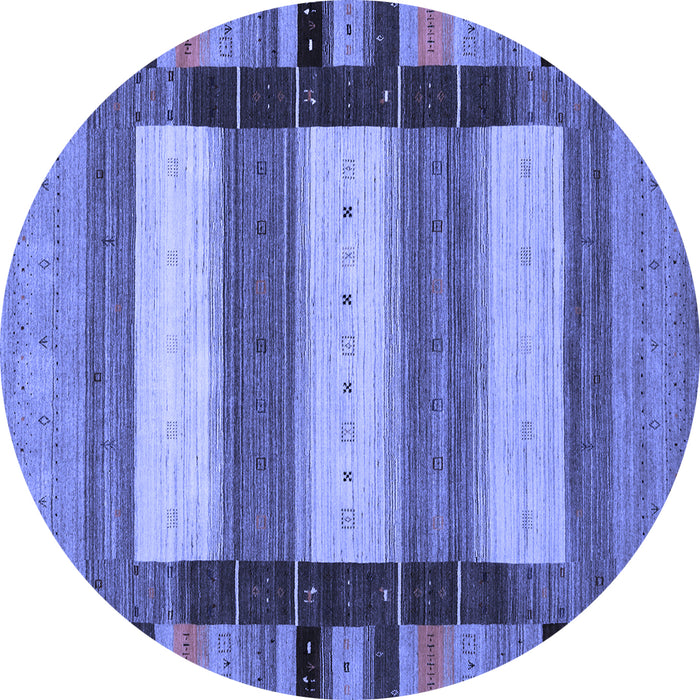 Round Machine Washable Abstract Blue Contemporary Rug, wshcon1910blu