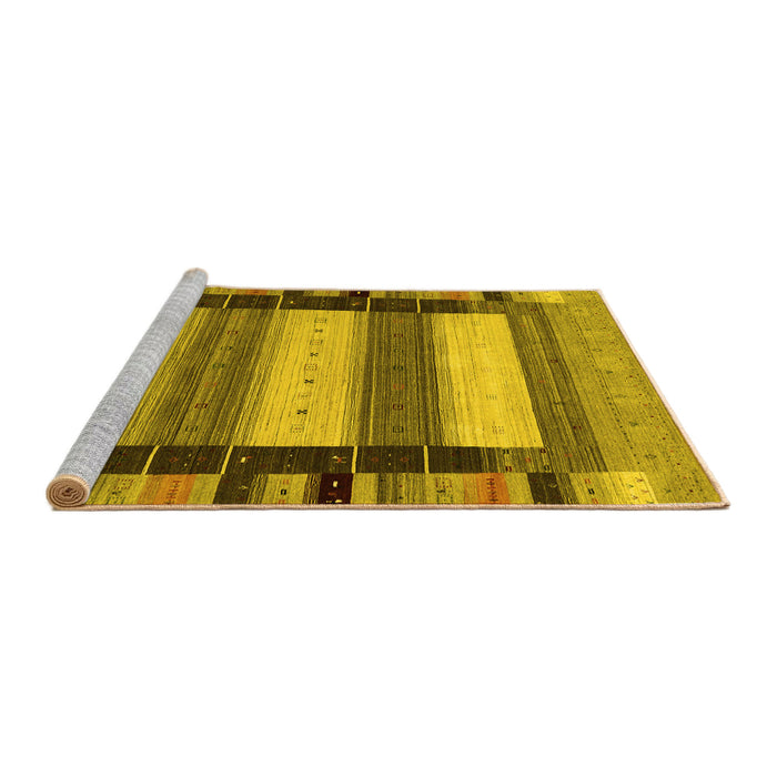 Sideview of Machine Washable Abstract Yellow Contemporary Rug, wshcon1910yw