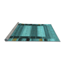 Sideview of Machine Washable Abstract Light Blue Contemporary Rug, wshcon1910lblu