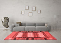 Machine Washable Abstract Red Contemporary Rug, wshcon1910red