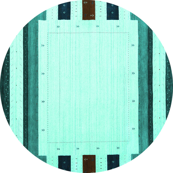 Round Solid Turquoise Modern Rug, con1911turq