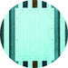 Round Solid Turquoise Modern Rug, con1911turq