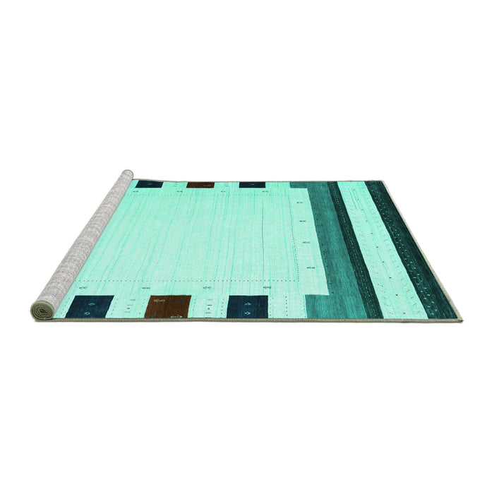 Sideview of Machine Washable Solid Turquoise Modern Area Rugs, wshcon1911turq