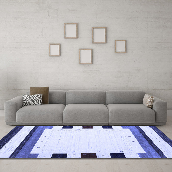 Machine Washable Solid Blue Modern Rug in a Living Room, wshcon1911blu