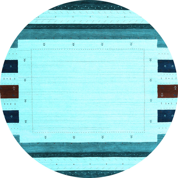 Round Machine Washable Solid Light Blue Modern Rug, wshcon1911lblu