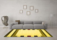 Machine Washable Solid Yellow Modern Rug, wshcon1911yw