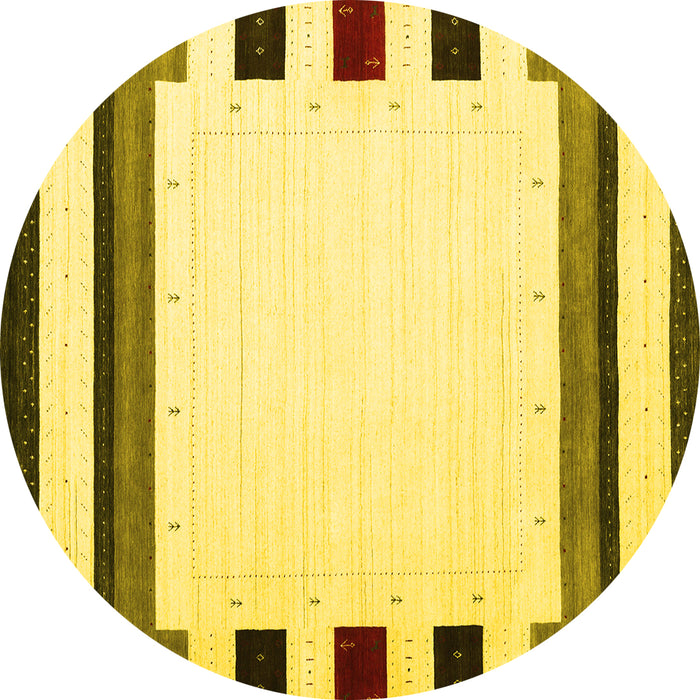 Round Machine Washable Solid Yellow Modern Rug, wshcon1911yw