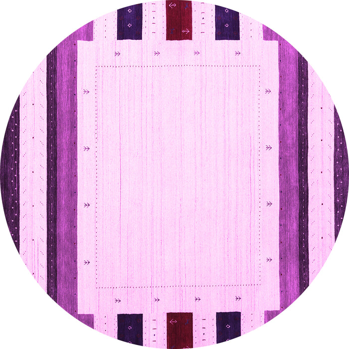 Round Machine Washable Solid Pink Modern Rug, wshcon1911pnk